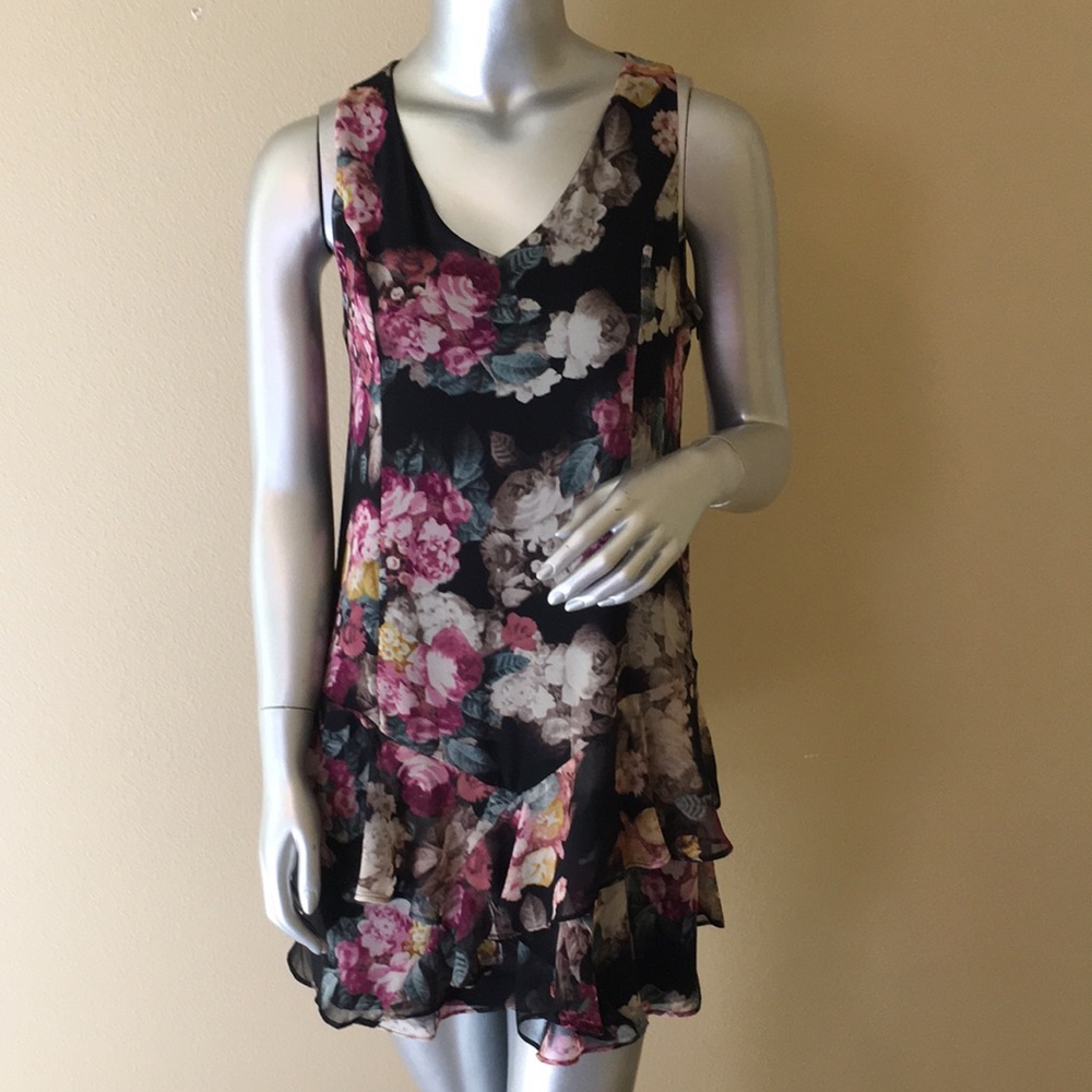 ASTR | Rose Floral Flounce Hem Mini Dress